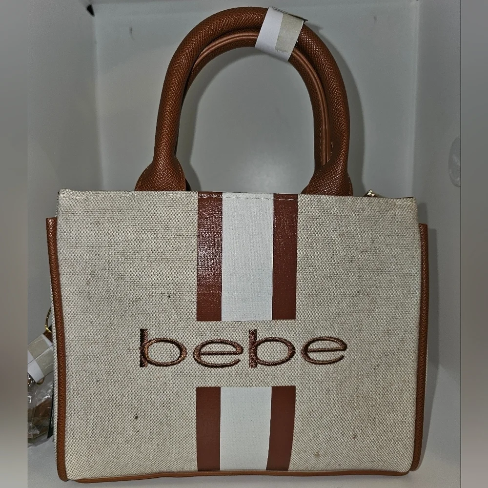 bebe Brown and White Tote Bag